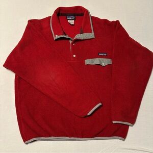 Patagonia Synchilla Snap T Men’s Y2K Fleece Pullover Vintage Red Gray Medium